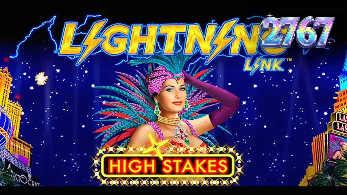 Interface do jogo Lightning Link High Stakes mostrando símbolos de luxo e mecânicas de bônus.